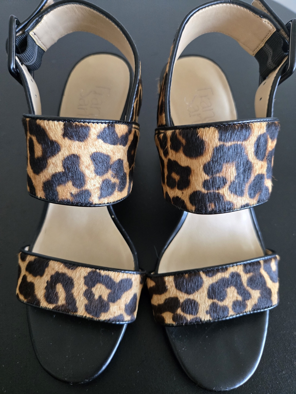 ​Franco Sarto Fidelma Leopard Calf Hair Block Heel Sandals Sz 7M - Picture 4 of 8